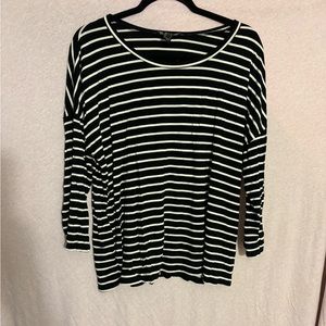 Striped Cotton Shirt 3/4 Length Sleeve